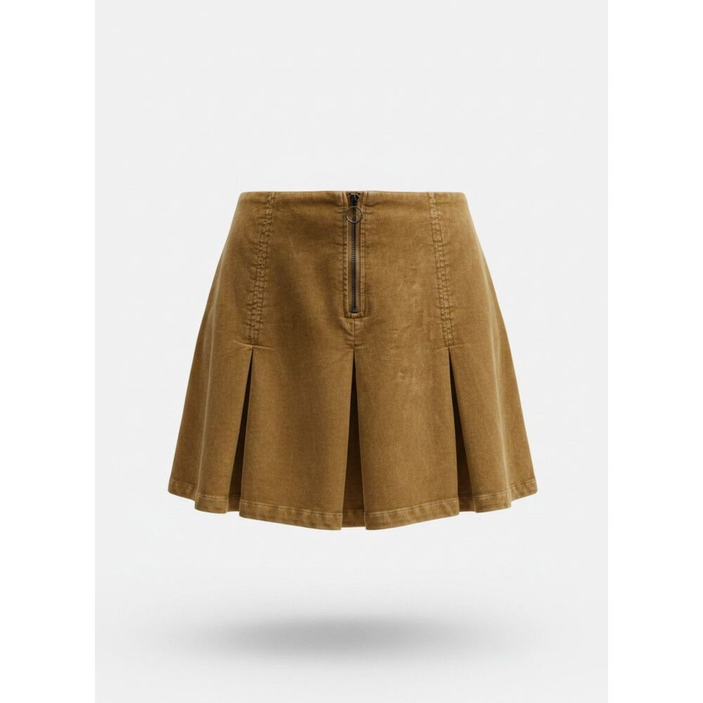 Urban Outfitters Mustard Yellow Corduroy Pleated Micro Mini Skirt Y2K